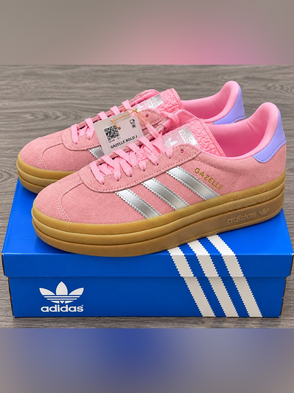 Adidas Gazelle Bold J Pink Silver Size 5.5Y / 7W model JH5539